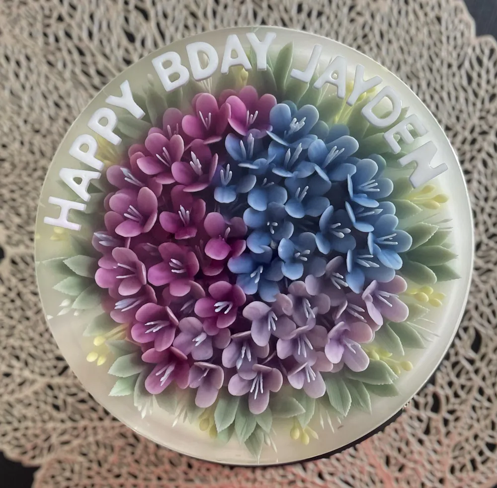 Hydrangea Dream 3D jelly cake, viewed from above